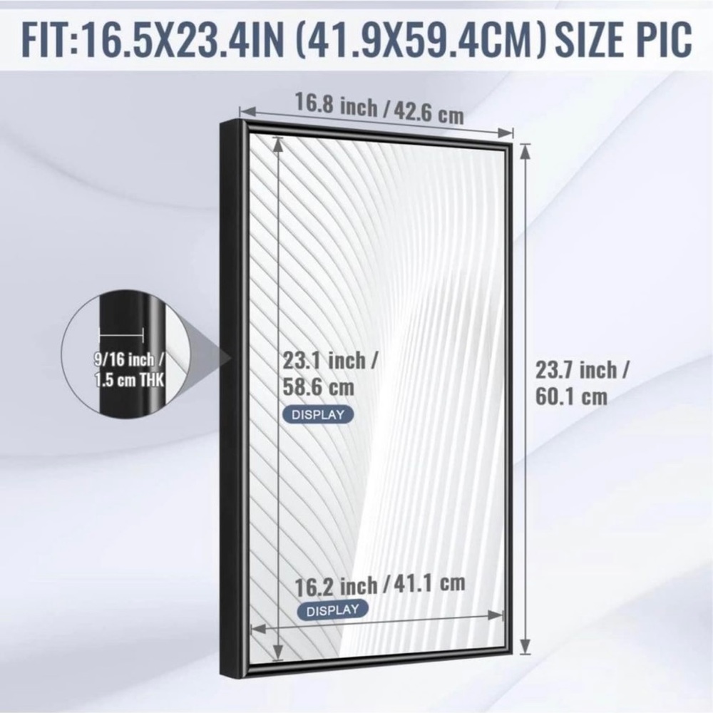 16.5 x 23.4in Black Picture Frame